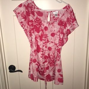 Motherhood Maternity Hot Pink & White Daisy top